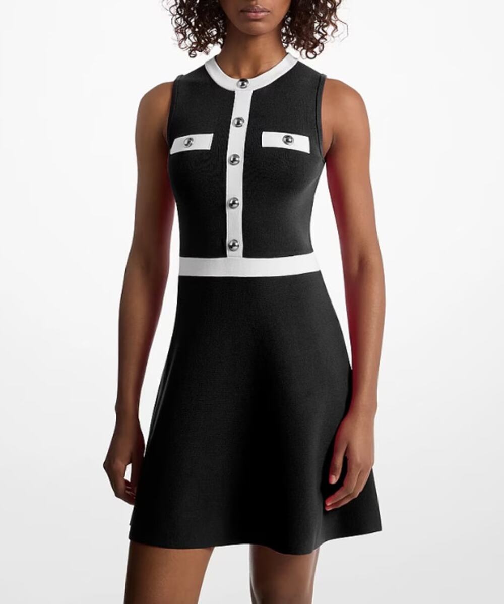 NEW MICHAEL KORS BLACK WHITE BUTTON DRESS NWT SMALL S